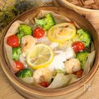 せいろでふっくら！白身魚と彩り野菜のレモンガーリック蒸し