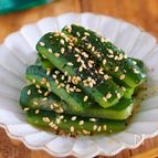 玄関あけたら1分でビール♪居酒屋風♪『スタミナ♡塩きゅうり』