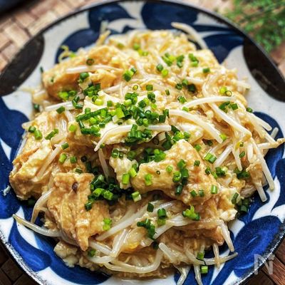 《厚揚げともやしの中華卵とじ》1人分50円以下で主菜完成♪