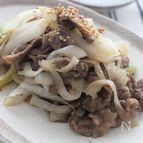 牛肉と長ネギのめんつゆ炒め