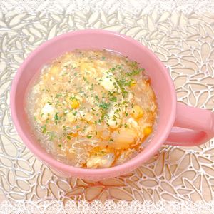 にゃ〜むずの作ってみた!投稿(３分で作れる☆『コーンと卵のとろみ中華スープ』)