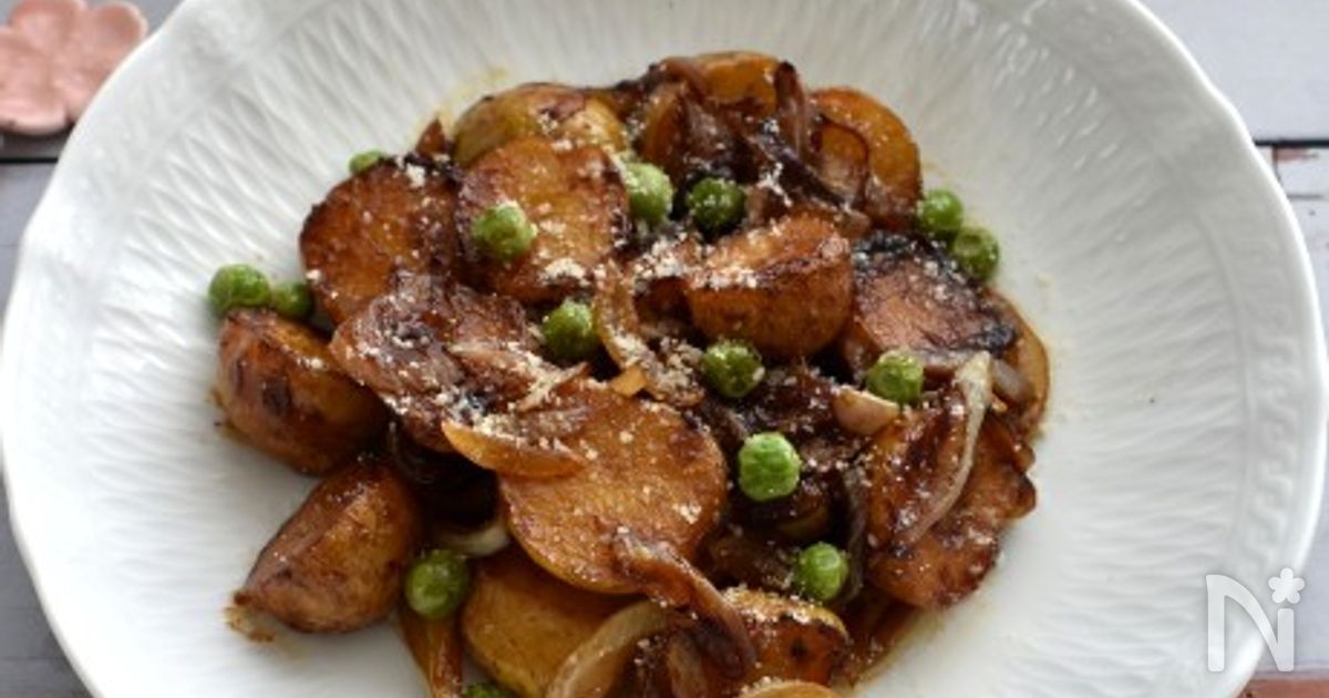 レンチンでほくほく!新じゃがと新タマネギの焼きそば風味