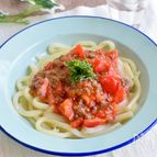 レンジで簡単！トマト麻婆うどん