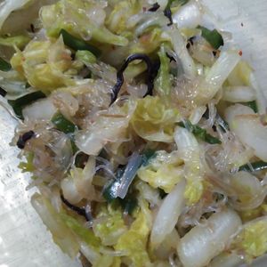 氷室★蘭の作ってみた!投稿(白菜とピーマンと糸こんにゃくの♪あっさり塩昆布おかか和え😋)