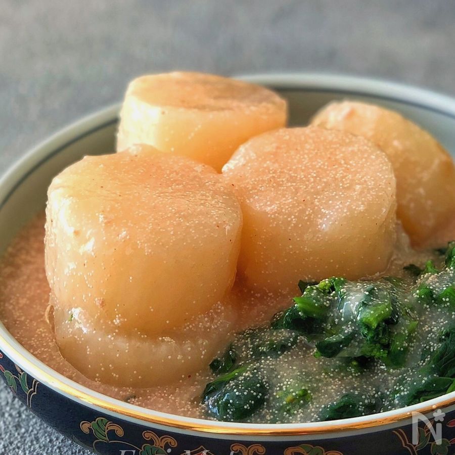 ＊大根の明太子煮☆菜の花添え＊下茹でなし！春のおもてなし by 松山絵美 | レシピサイト Nadia | ナディア - プロの料理家のおいしいレシピ