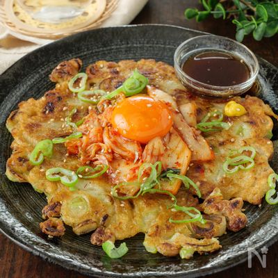 【ビールに最高】ごま油香る！ねぎと納豆のキムたまチヂミ