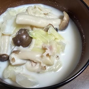 月雪由翔の作ってみた!投稿(キャベツときのこのコクうま豆乳スープ)