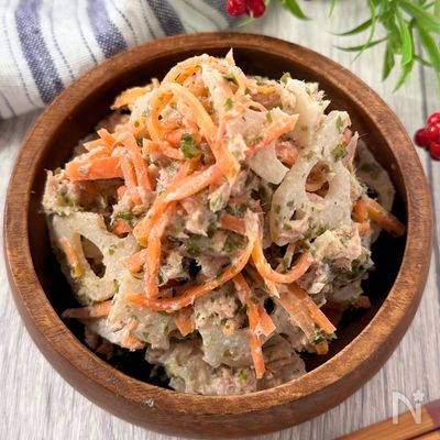 節約食材でパパッと♩【蓮根海苔マヨサラダ】