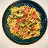 388834の作ってみた!投稿(＼簡単お昼ごはん／ベーコンと水菜のオイルパスタ)