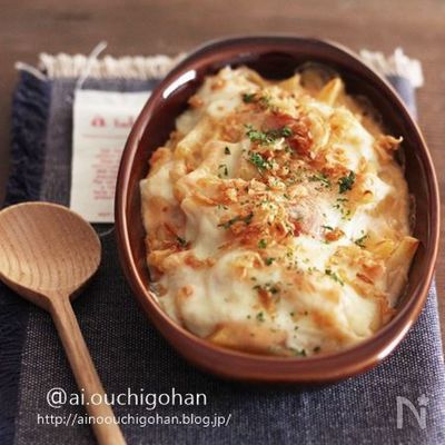 ウインナーとたっぷりじゃがいものマカロニグラタン♡
