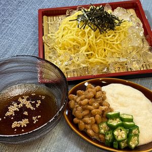 楽ラク手抜キッチン🐶🐾の作ってみた!投稿(ねばとろつゆのざるラーメン)