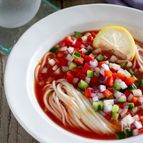 トマトジュースでお手軽！ガスパチョ風ひやむぎ