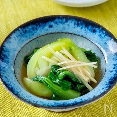 白だしで簡単♪チンゲン菜と新生姜のおひたし