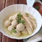 鶏つくねと筍の白だしさっと煮。