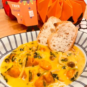 ちひろの作ってみた!投稿(【かぼちゃとほうれん草のクリームシチュー】ほっこり温まる♪)