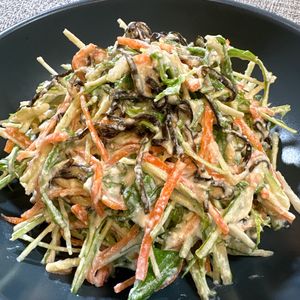 楽ラク手抜キッチン🐶🐾の作ってみた!投稿(水切り不要で楽ちん《水菜の塩こんぶ白和え》)