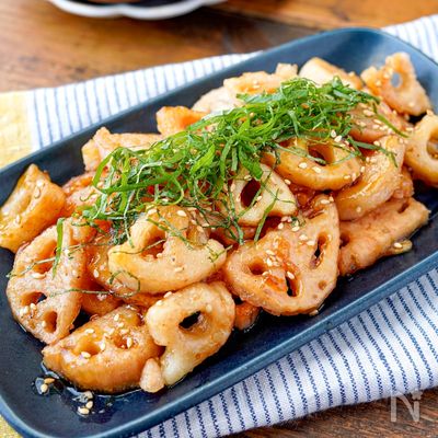 シャキシャキ食感がやみつき♡【蓮根めんつゆバター】秋おかず☆