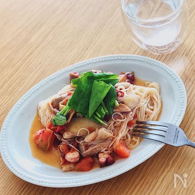 パパッと美味しい!フレッシュトマトと蛸のイタリアンそうめん