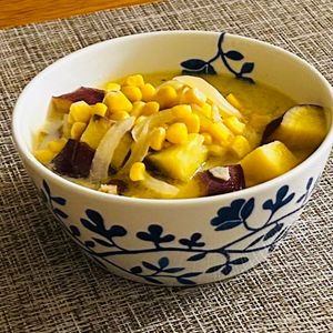 puricoの作ってみた!投稿(子供が飛びつく《さつまいもコーン♡豆乳スープ》)