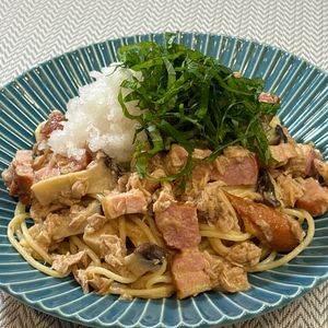 楽ラク手抜キッチン🐶🐾の作ってみた!投稿(食材が何にもない日、やる気のない日の【和風バター醤油パスタ】)