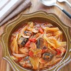 レンジでパパッとひとりごはん♡さば缶とキャベツのトマト煮