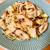 りぃママの作ってみた!投稿(100円以下で出来る!絶品!ちくわとキャベツの塩昆布パスタ)