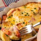 豆腐でヘルシー！里芋とベーコンの豆腐味噌クリーム焼き