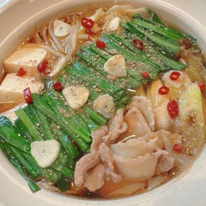 maiの作ってみた!投稿(【豚バラキャベツのもつ鍋風】焦がし醤油香る♬鍋の〆は辛麺風♡)