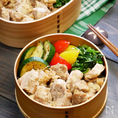 【ポリ袋で簡単】やわらか鶏チャーシューでルーロー飯弁当♡
