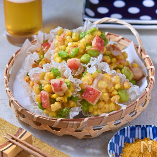 ポロポロしない!枝豆とコーンのライスペーパーかき揚げ
