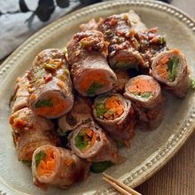 味噌だれのくるくる野菜巻き炒め/お弁当にも