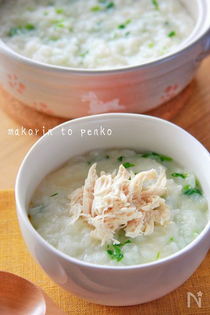 10分で超簡単七草粥！鶏むね肉の餅入り中華風七草粥