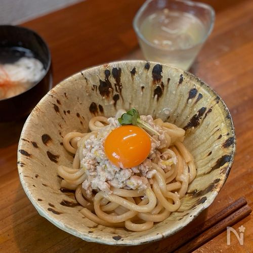 3分で完成。【鶏むねのネギ塩油うどん】