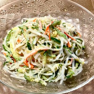 michuの作ってみた!投稿(きゅうりとカニカマと春雨の旨ぽんマヨサラダ)