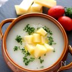 大根の冷製スープ コンテチーズ添え