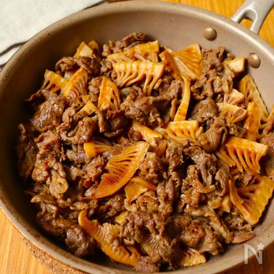 ワンパン10分！【牛肉とたけのこのしぐれ煮風】ご飯すすむ♩