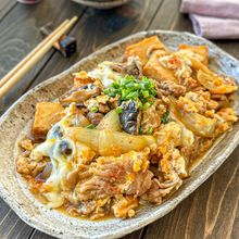 【豚こまで節約♡絶品！すき焼き風の卵とじ】おつまみにも