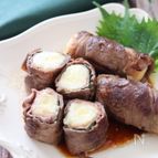 ボリューム満点おかず♡牛肉のチーズインポテサラ大葉巻き