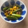 hacchiiの作ってみた!投稿(*アスパラベーコンの彩りコンソメ炒め*コーンの食感楽しい♪)