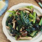 おいしすぎ。小松菜としめじの海苔ナムル【作り置き・簡単】