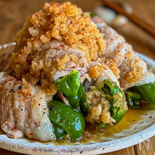 レンジでOK《肉巻きピーマンのおろしポン酢》