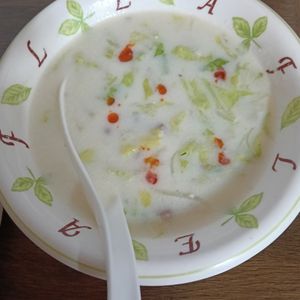 ぽぽペの作ってみた!投稿(大根の葉をおいしく消費！ひき肉と大根の葉の豆乳スープ)