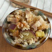 さつまいもとベーコンの炊き込みご飯