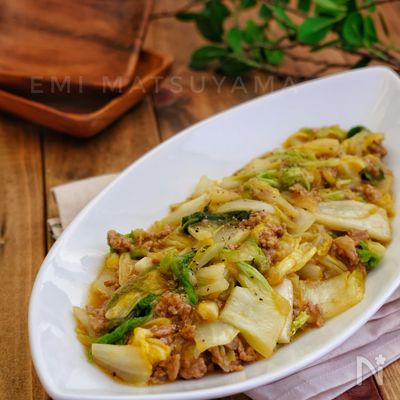 *白菜と豚ひき肉のとろみカレー炒め*