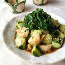 ごまたっぷり!乱切りきゅうりと長芋のレモンポン酢マリネ