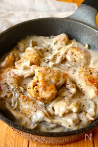 ワンパン10分！【鶏むね肉ときのこのクリーム煮】牛乳で簡単♩