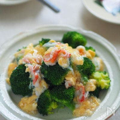 カニカマでごちそう!ブロッコリーのかに玉あんかけ