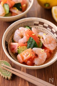 【えびときゅうりとトマトのレモンサラダ】さっぱりおいしい！