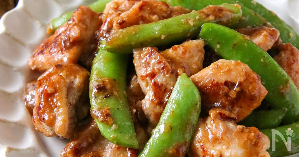 鶏肉とスナップエンドウの塩だれ炒め