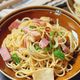 【ベーコンとキノコのピリ辛バター醤油パスタ】辛味がやみつき！